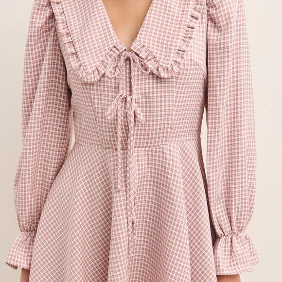 Brown Boho Women's Long Sleeve Ruffled Dress - Picture 10 of 10